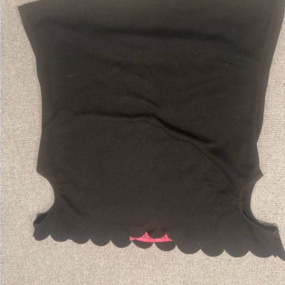 Boohoo Black Scallop Hem Top